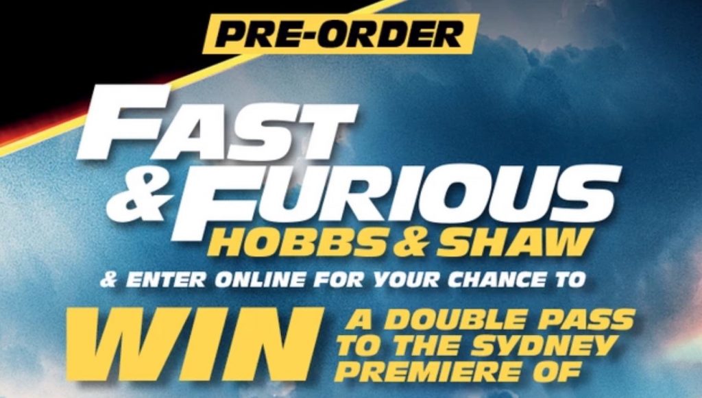 JB HiFi Hobbs & Shaw Competition Win a trip for 2 to the Fast & Furious 9 Sydney Premiere in 2020
