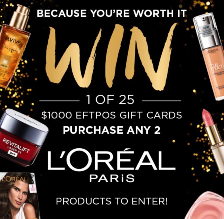 Chemist Warehouse L'Oreal 25K Competition Win 1 of 25 1,000 gift cards