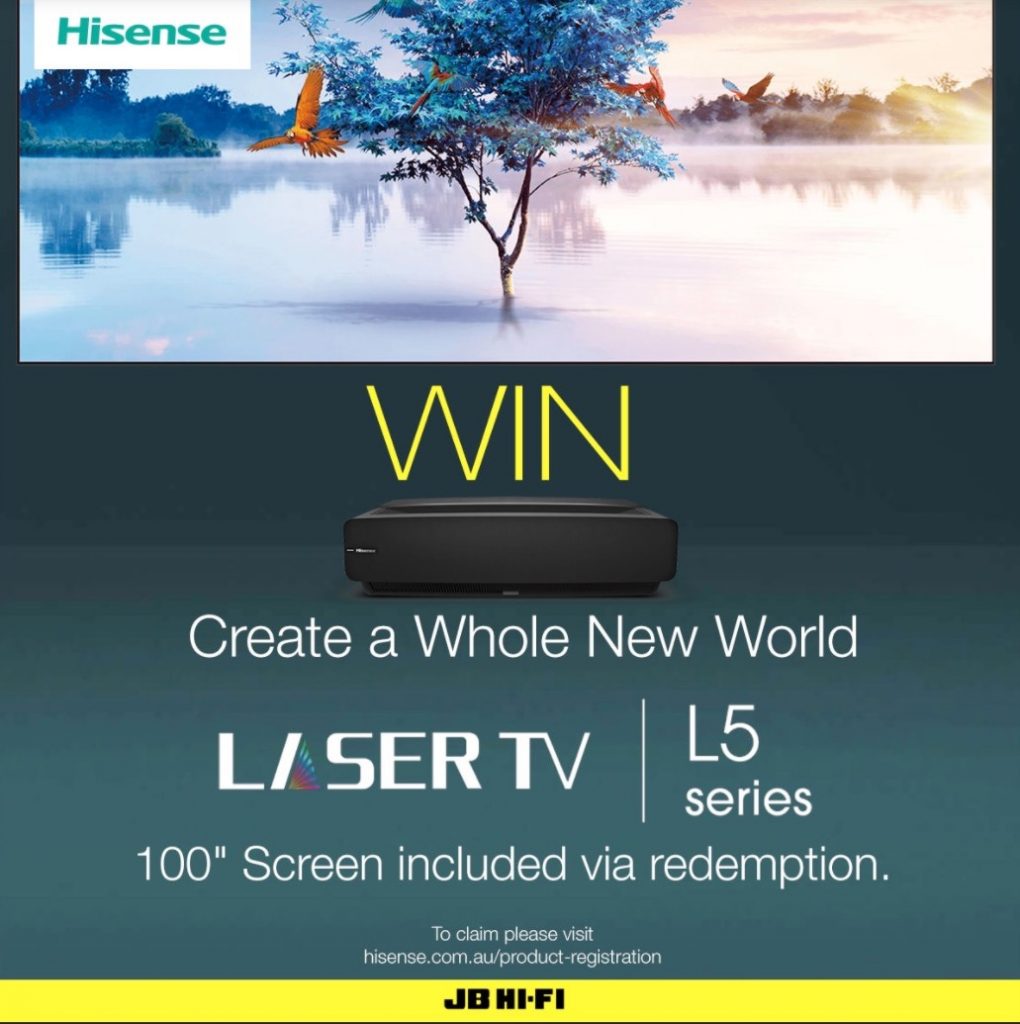 JB HiFi Competition Win a Hisense 4K HDR Ultra Short Throw Laser TV worth 5,995
