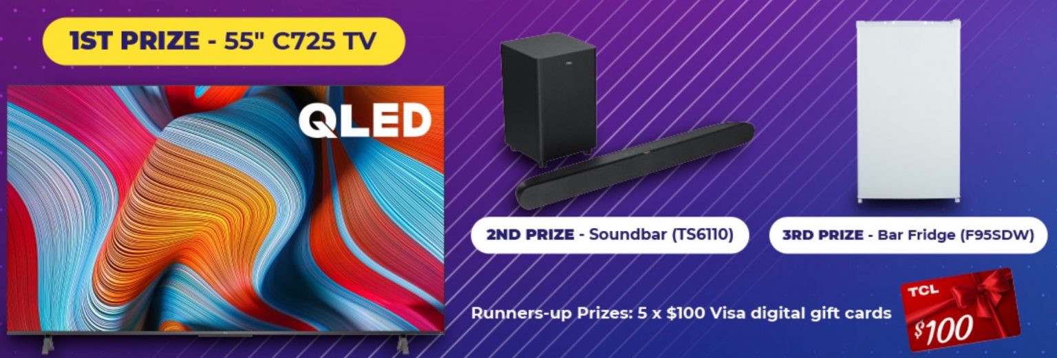 TCL Competition Win a new QLED TV, soundbar, bar fridge and more