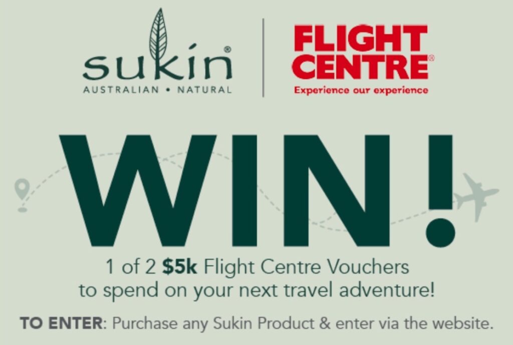 Chemist Warehouse Sukin Competition 2022 Win 1 of 2 5K Flight Centre