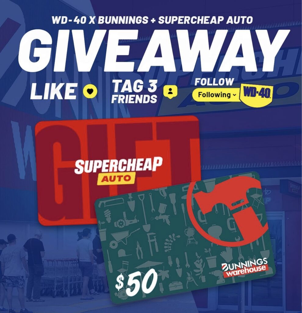 Win a 50 Supercheap Auto Gift Card + a 50 Bunnings Warehouse gift