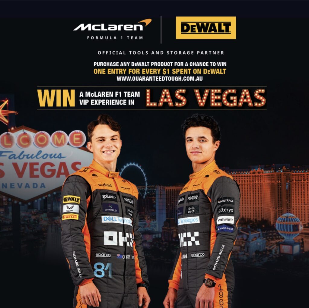 DeWALT McLaren Promotion Win a McLaren F1 team VIP experience in Las Vegas