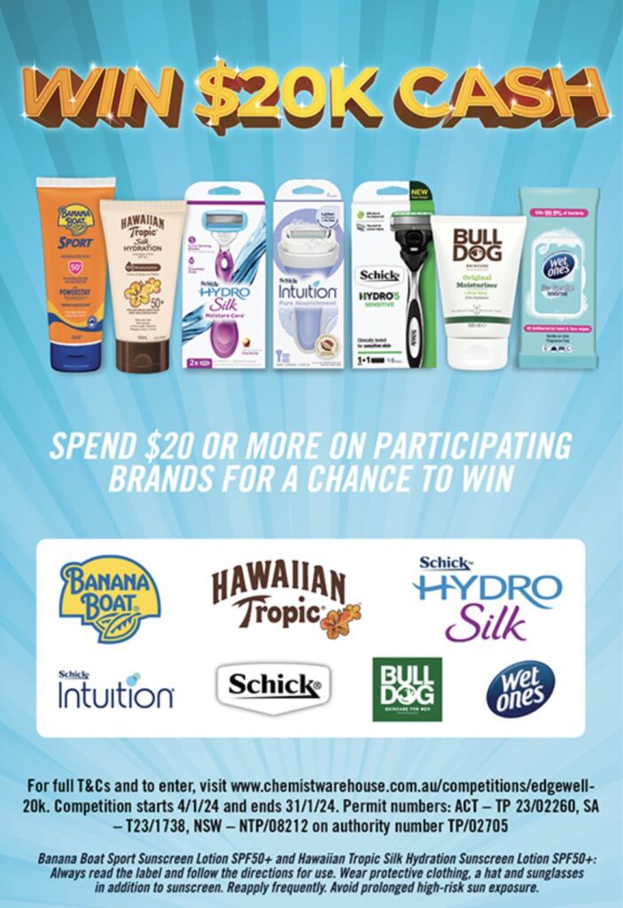 Chemist Warehouse Edgewell Competition 2024 Win 20,000 cash