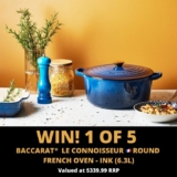 Baccarat Competition: Win 1 of 5 Baccarat Le Connoisseur Round French Ovens valued at $339 each