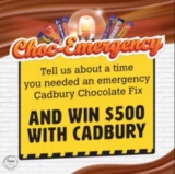 Enjoy Local and  Cadbury Choc Emergency Competition: Win 1 of 10 $500 Visa Debit Cards