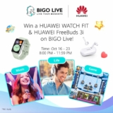 Huawei and Bigo Live Competition: Win 1 of 6 Huawei Watch Fit + a pair of Huawei Freebuds3i