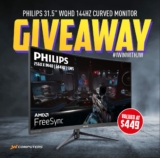 Win a Philips 31.5″ WQHD 144Hz Freesync Curved Gaming Monitor worth $449