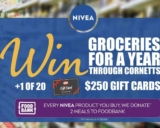 Nivea Competition: Win groceries for a year through Cornetts or 1 of 20 $250 gift cards