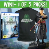 Win 1 of 5 packs of One Piece Odyssey on PlayStation 5, a One Piece Odyssey T Shirt and a One Piece Figurine