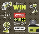 RYOBI Wish List Competition: Win 1 of 5 RYOBI prize packs valued at up to $1776 each