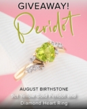 Win a peridot and diamond heart-shaped ring worth $599 from Shiels Jewellers