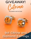 Win a pair of citrine and diamond earrings worth $499 from Shiels Jewellers