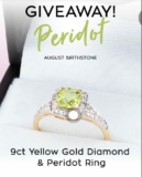 Shiels Competition: Win a green peridot and diamond ring worth $599