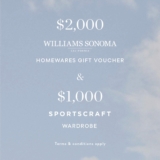 Win a $2000 Williams Sonoma voucher + $1000 Sportscraft Wardrobe