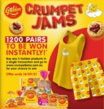 Golden Crumpet Jams Promotion: Enter your receipt and win 1 of 1200 pyjamas at www.crumpetjams.com.au