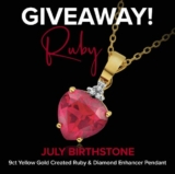 Win a heart-shaped created ruby pendant worth $499 from Shiels Jewellers